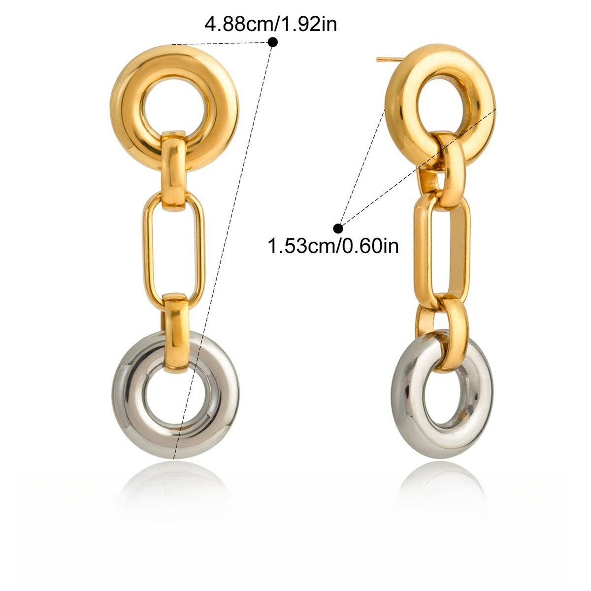 18K gold hoop earrings, a luxurious and sophisticated pair of stud earrings. - Image 3