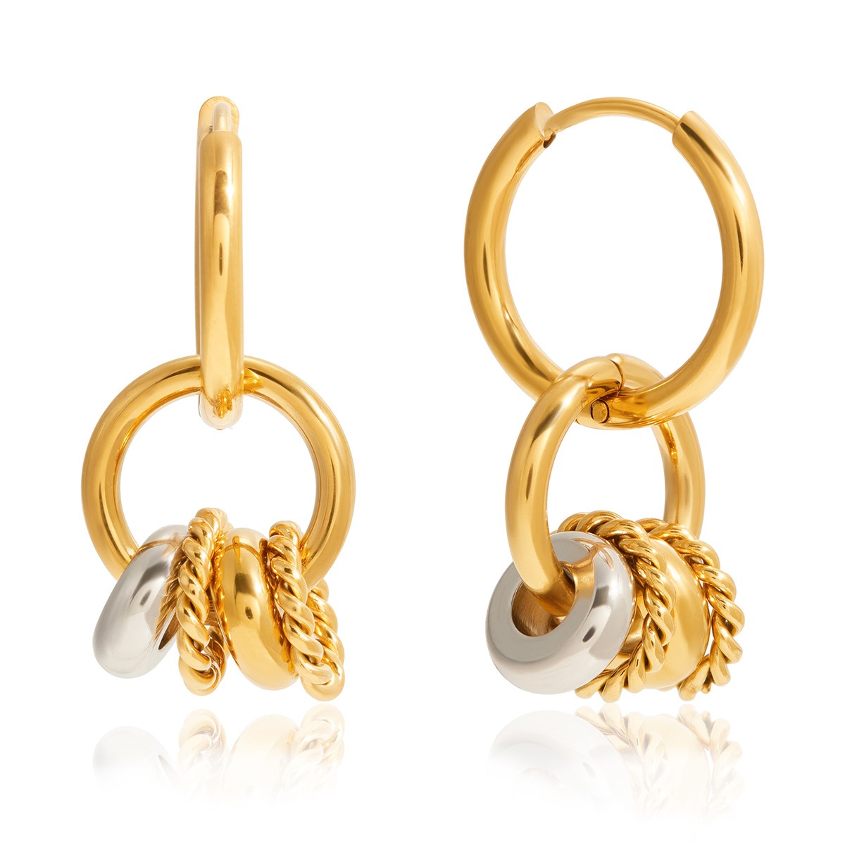18K gold lightweight luxury hoop earrings - Image 2