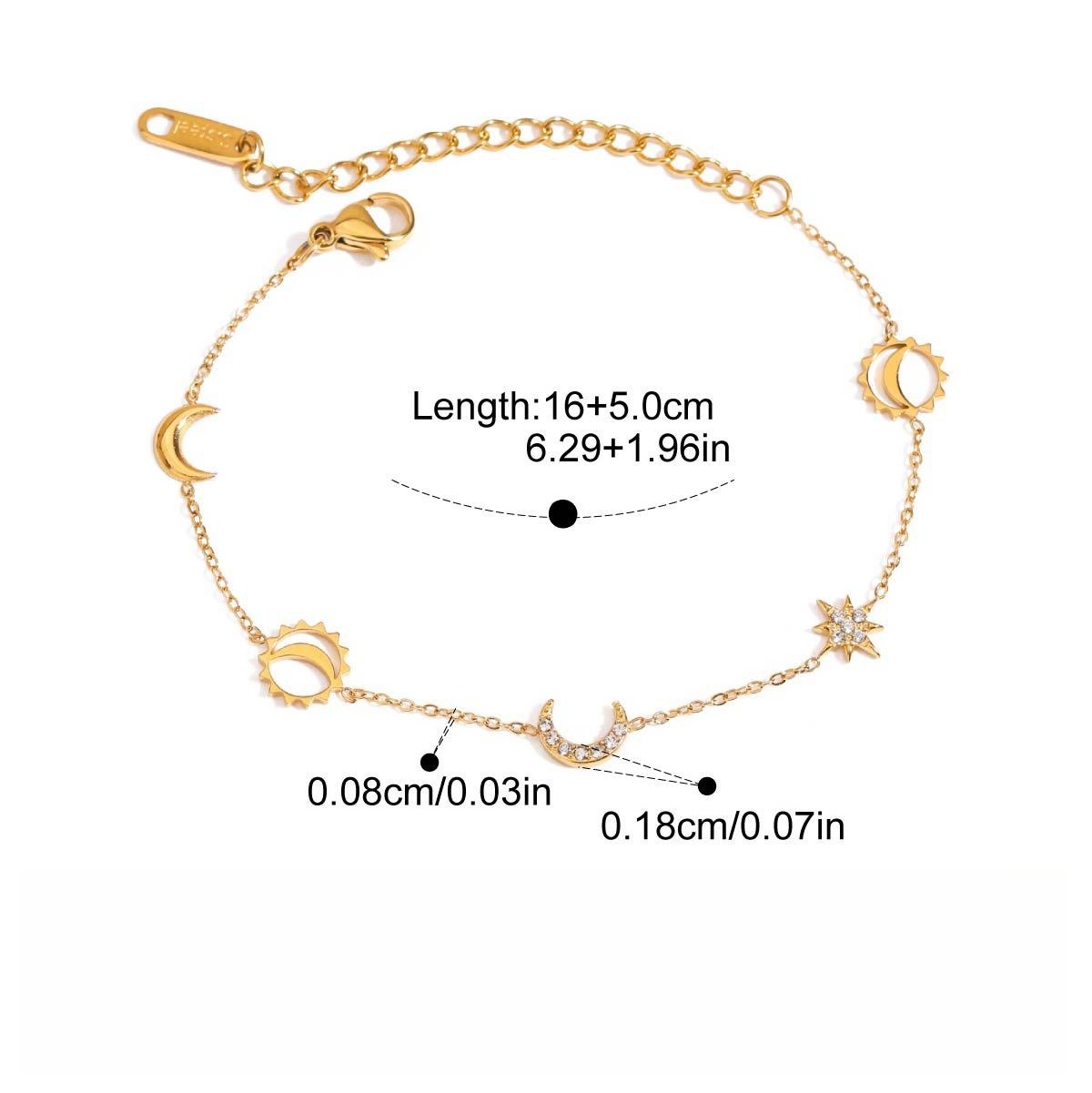 18K gold-plated titanium steel bracelet with rhinestones - Image 4