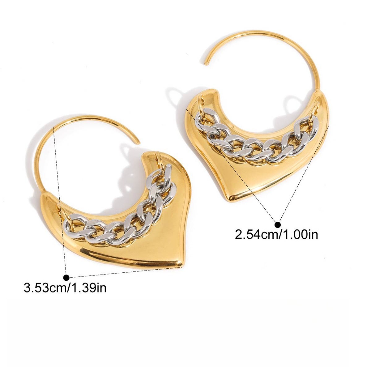 18K gold lightweight luxury heart-shaped earrings - Image 3