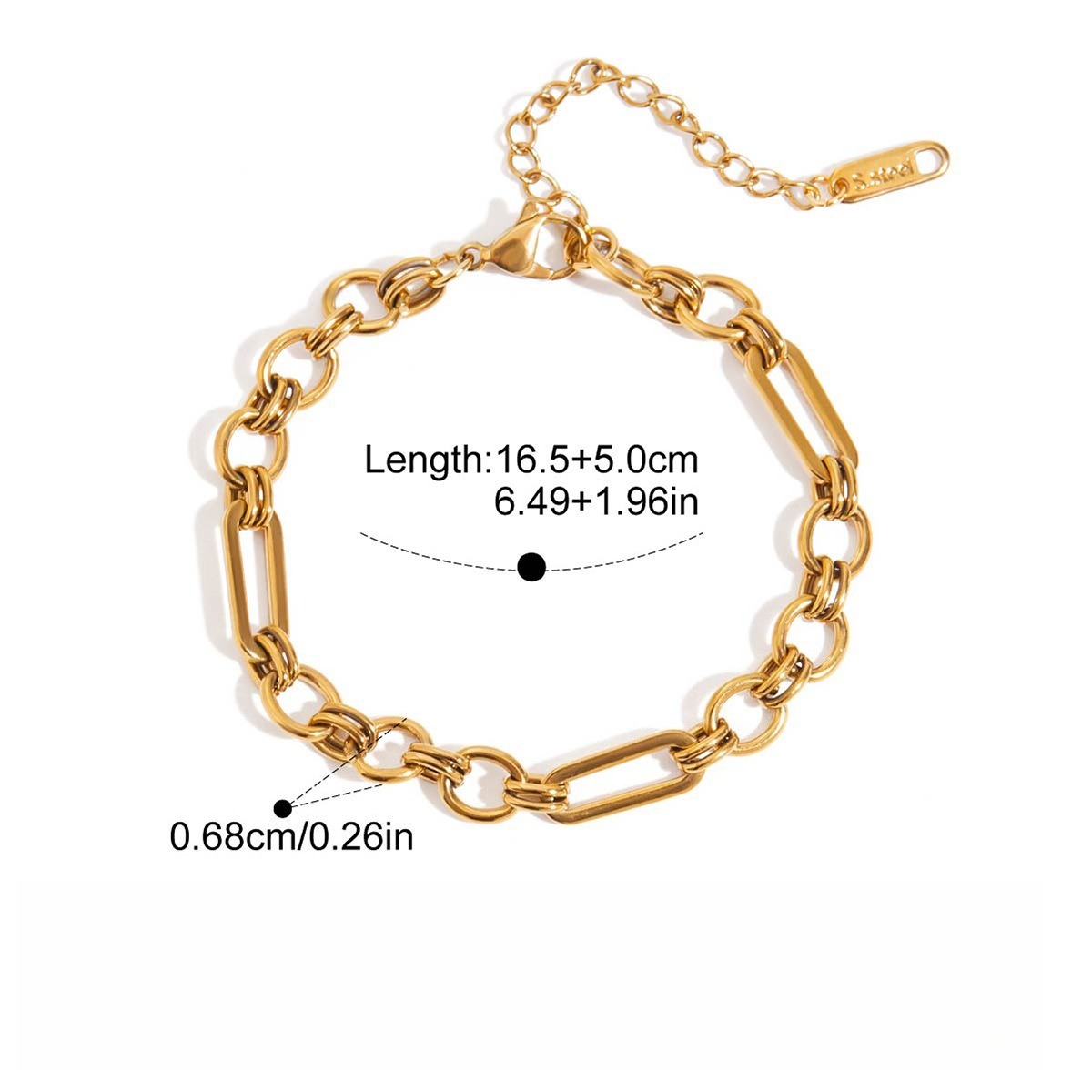 18K gold-plated titanium steel bracelet with rhinestones - Image 7