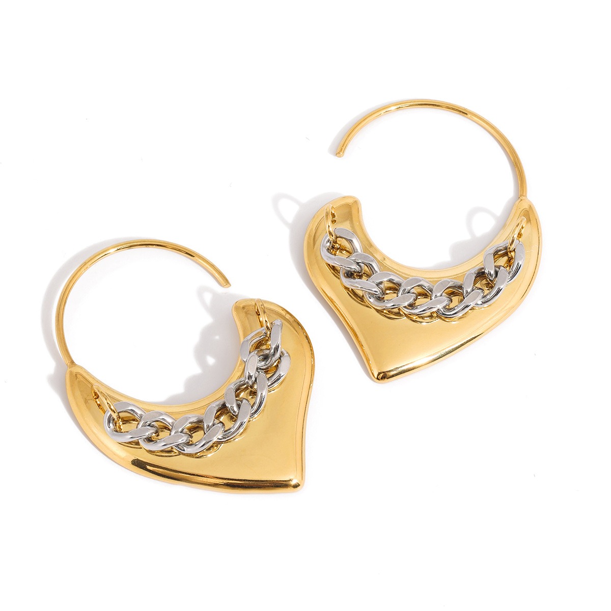 18K gold lightweight luxury heart-shaped earrings - Image 4