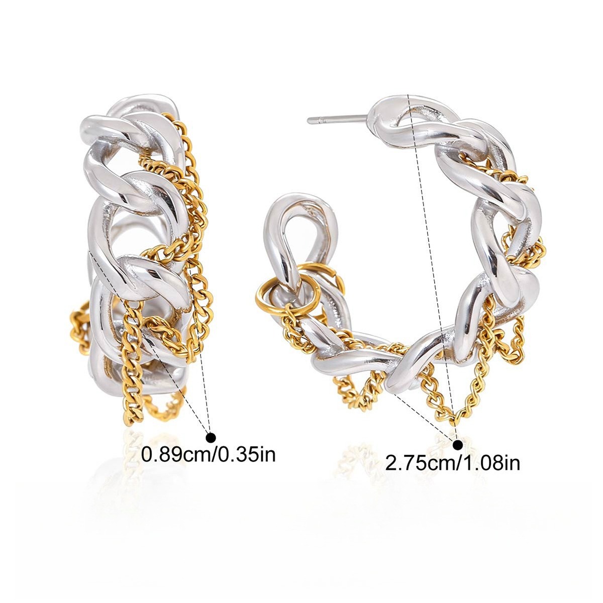 18K gold autumn/winter high-end tassel stud earrings - Image 6
