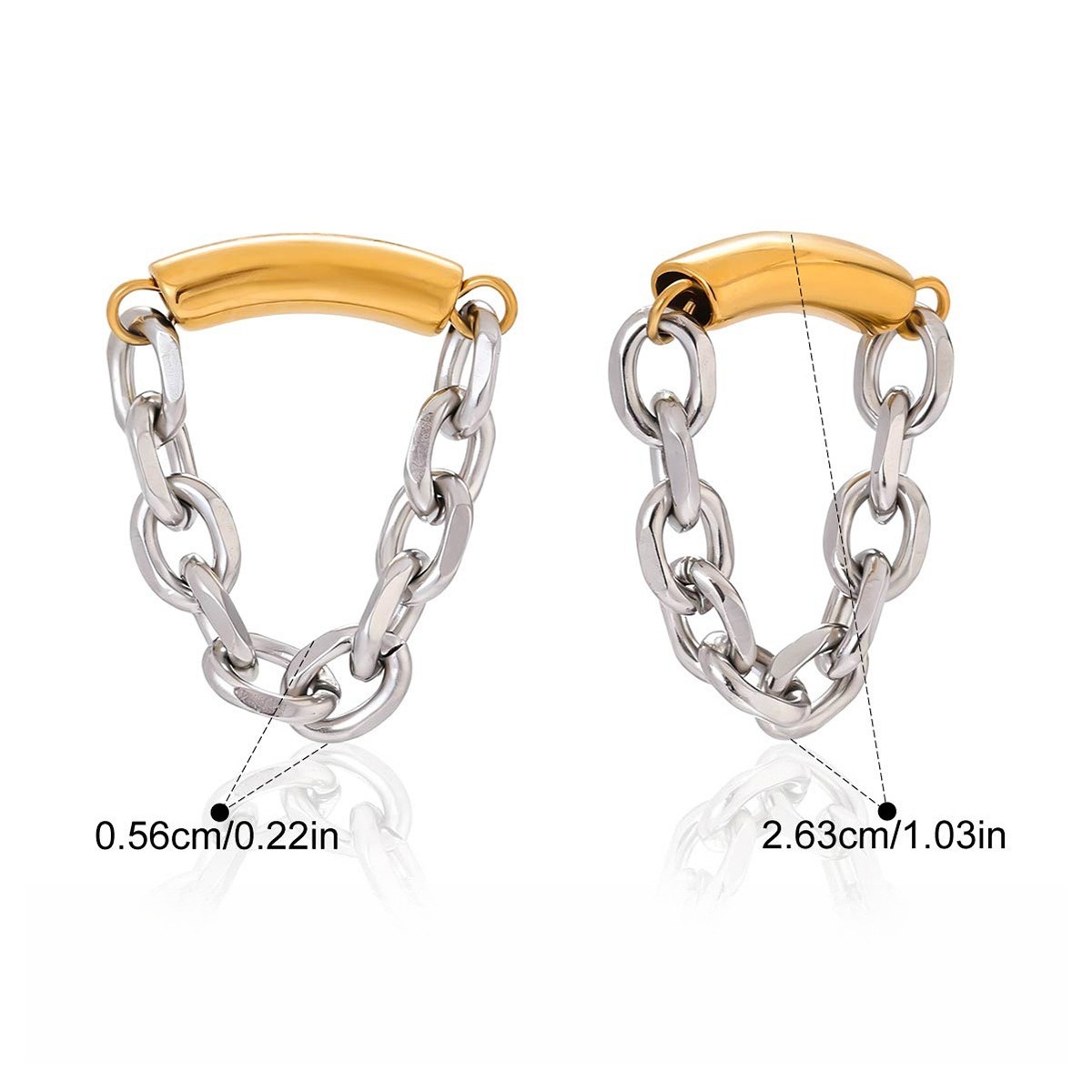 18K gold and S925 silver two-tone tassel ear cuff earring - Image 6