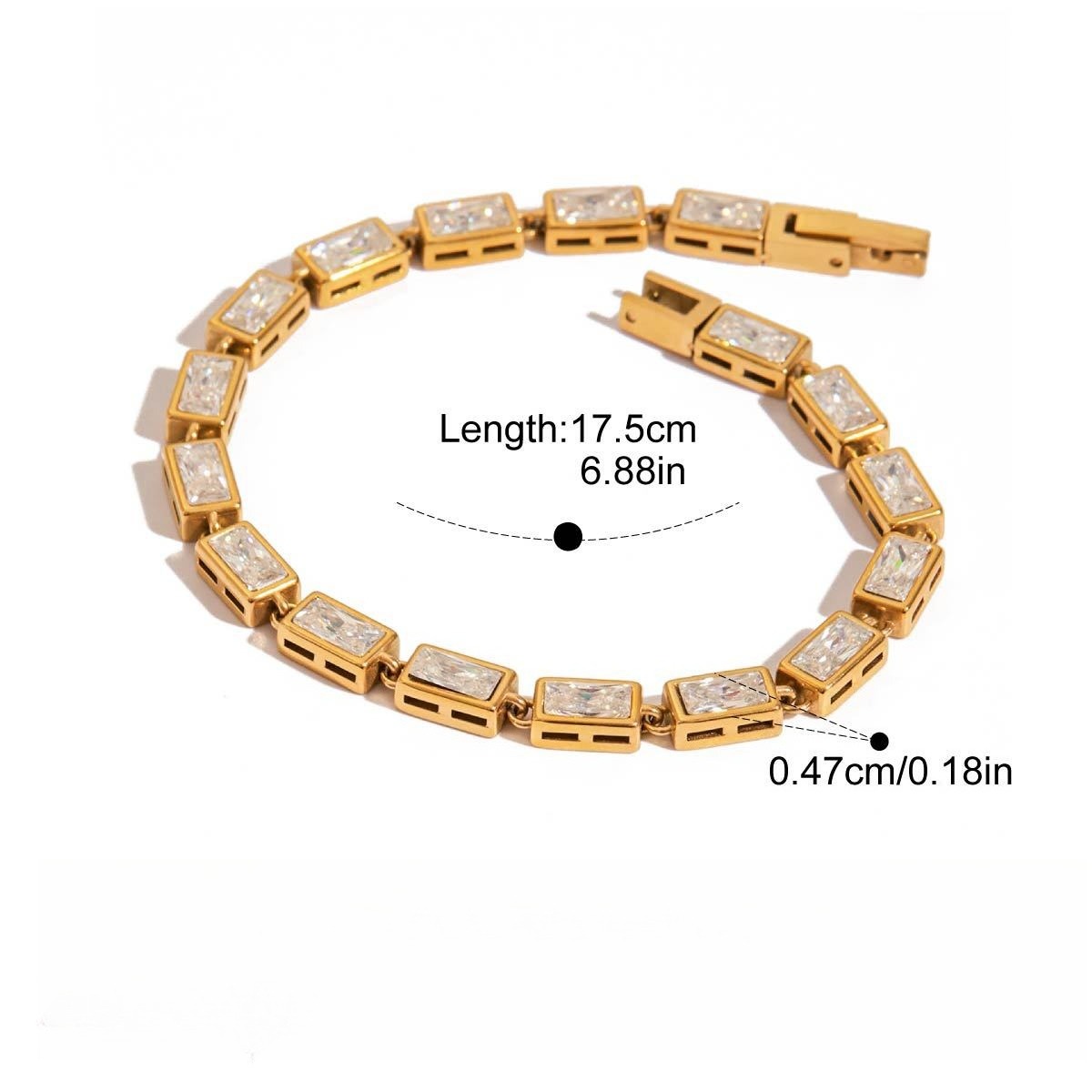 18K gold-plated titanium steel bracelet with rhinestones - Image 11