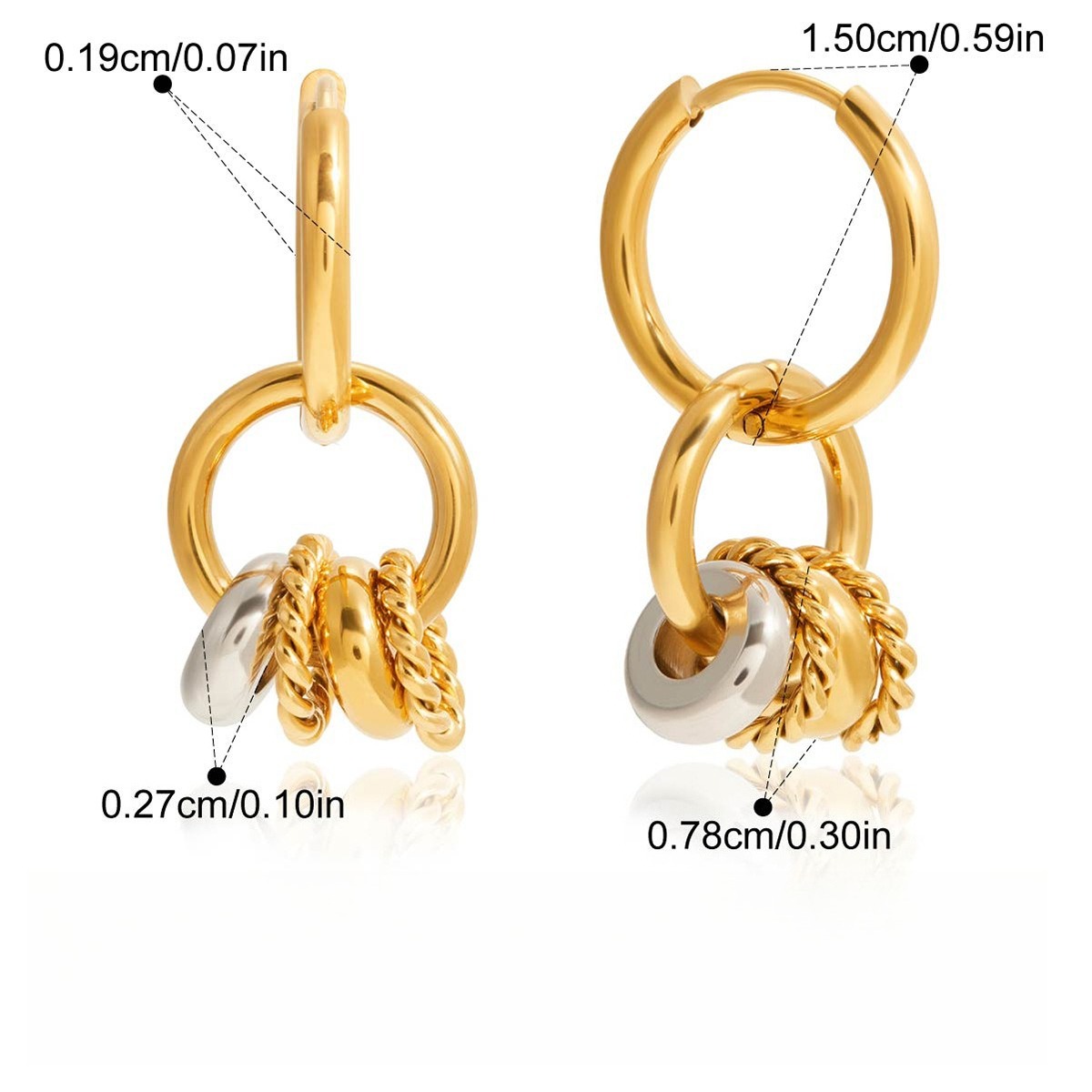 18K gold lightweight luxury hoop earrings - Image 6