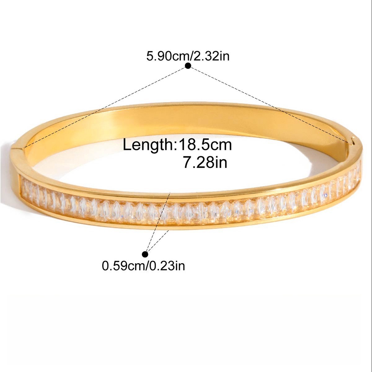 18K gold-plated titanium steel bracelet with rhinestones - Image 16