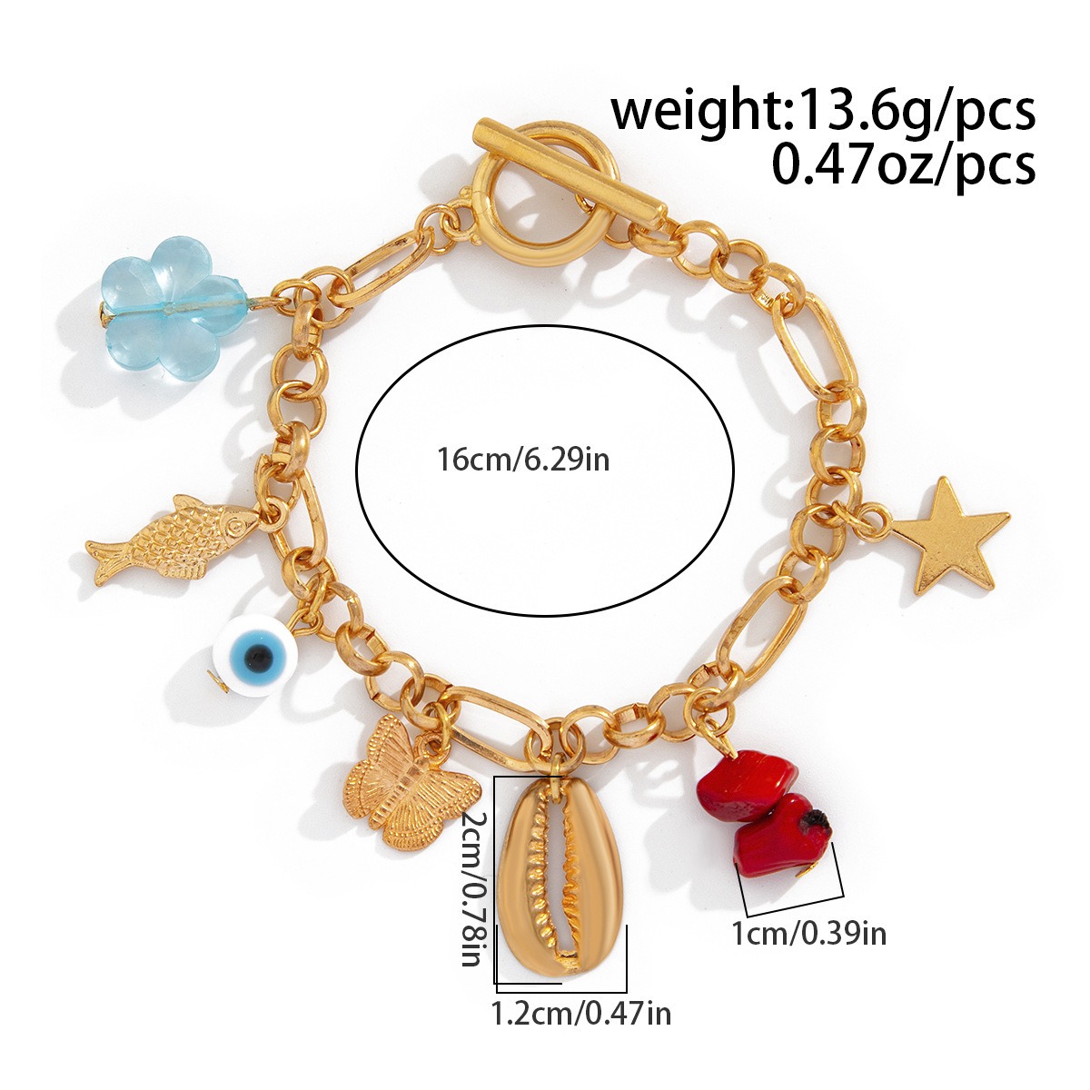 Retro elephant bull head personality niche peach heart imitation pearl shell bracelet - Image 2