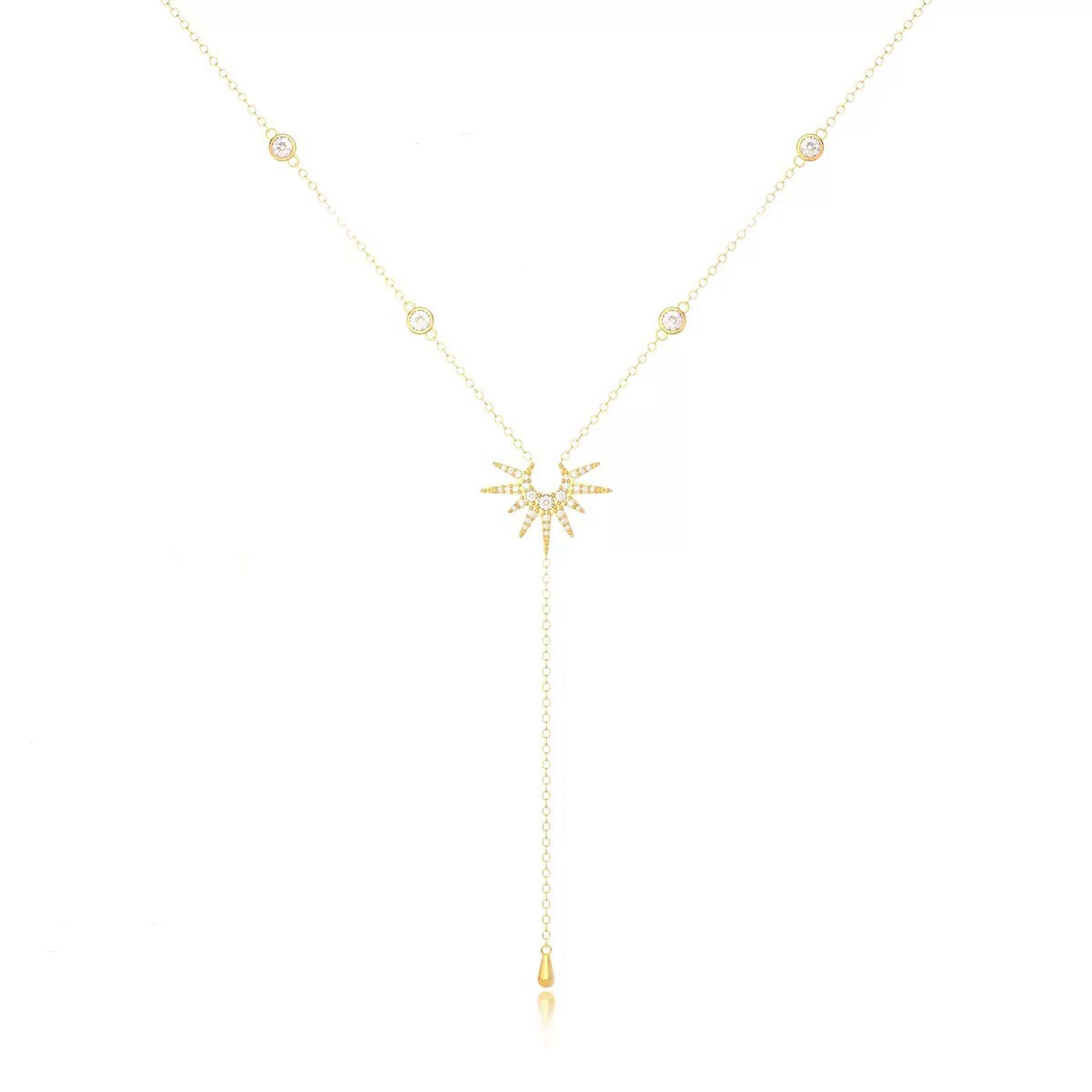 18K gold Y-shaped long tassel beach chain