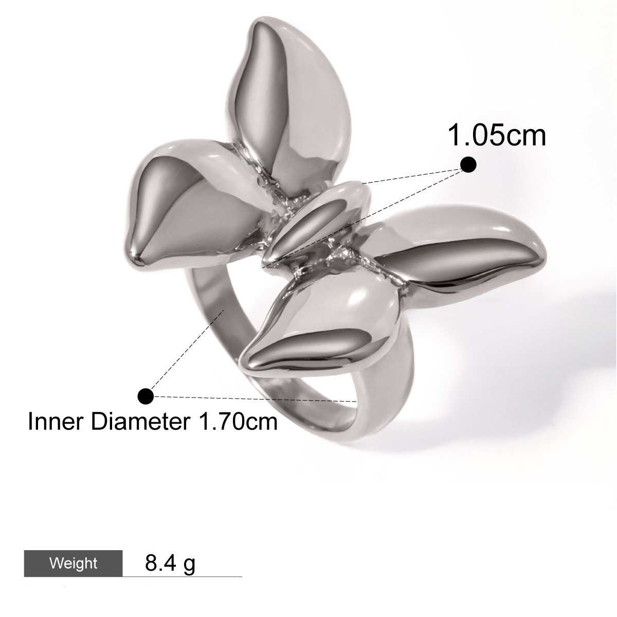 18K gold butterfly design exquisite and noble ring - Image 2