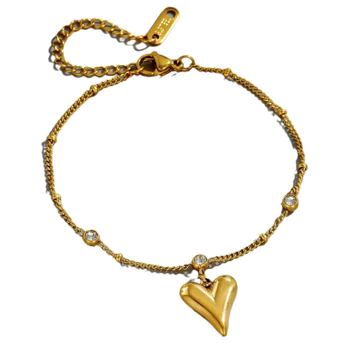 Zircon Heart Trendy Forest Style Peach Heart Anklet
