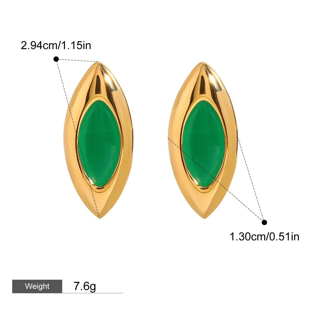 18K gold geometric/flower-shaped inlaid gemstone design light luxury noble earrings - Image 2