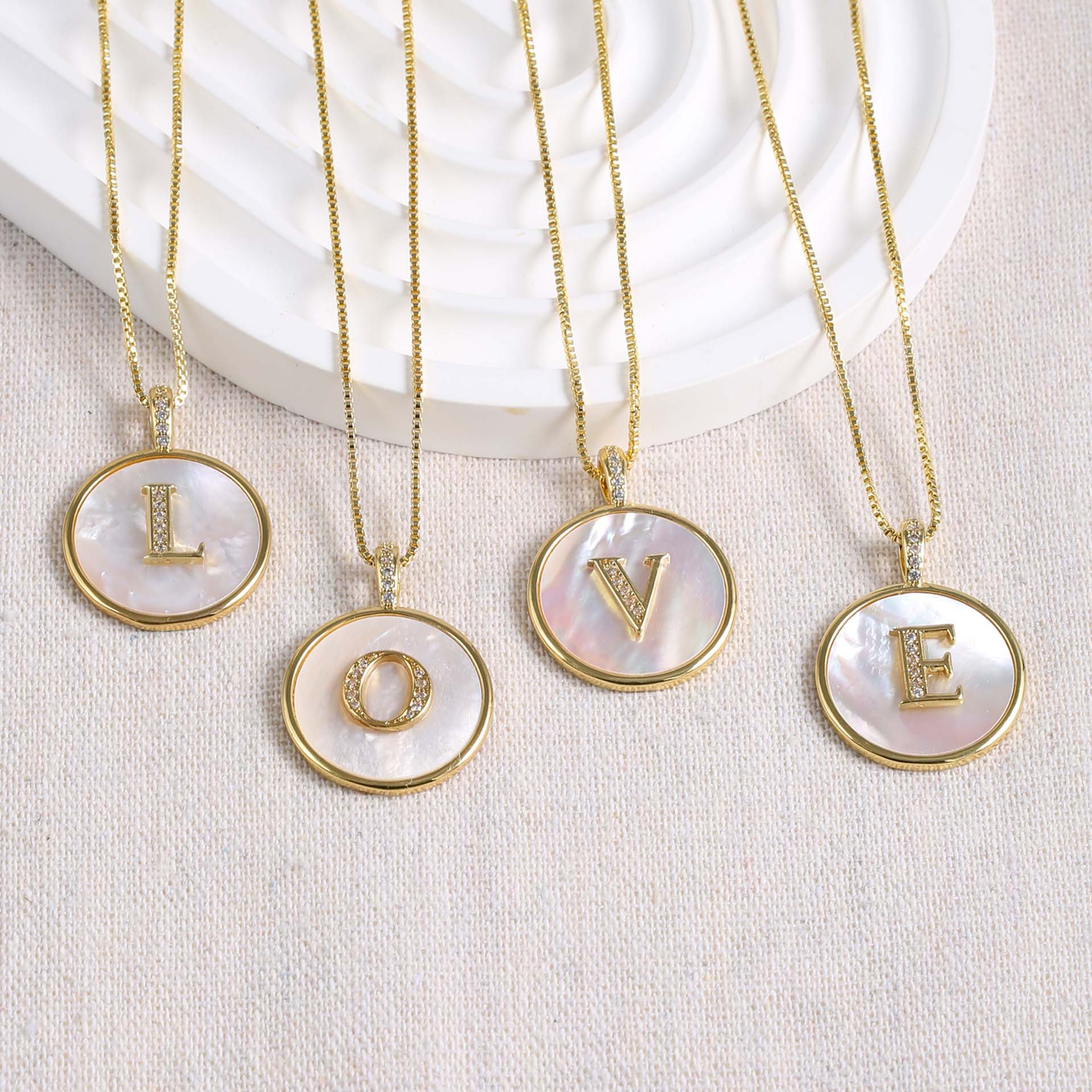Gold Shell Initial Pendant Charm Collection