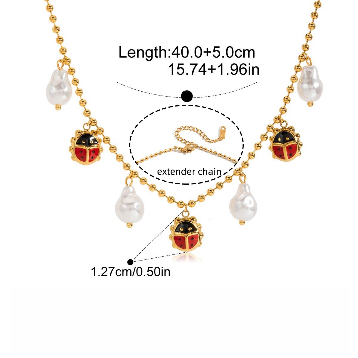 18K Gold Classic Ladybug Necklace and Bracelet - Image 3