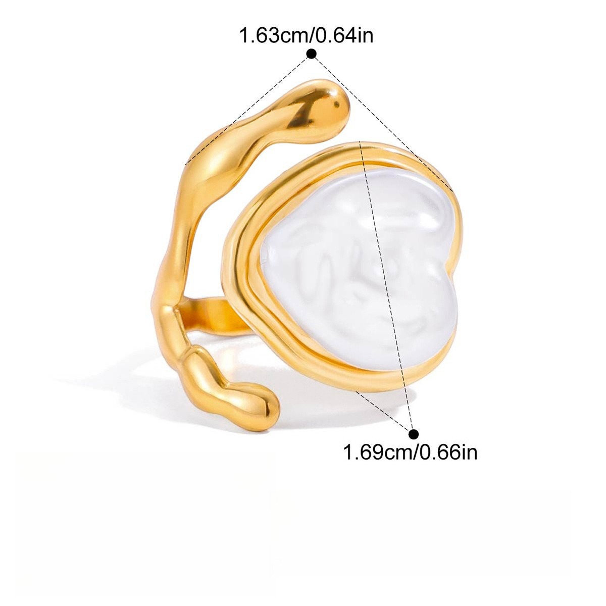 18K gold-plated, lightweight, luxurious, and high-quality pearl and titanium steel ring. - Image 3