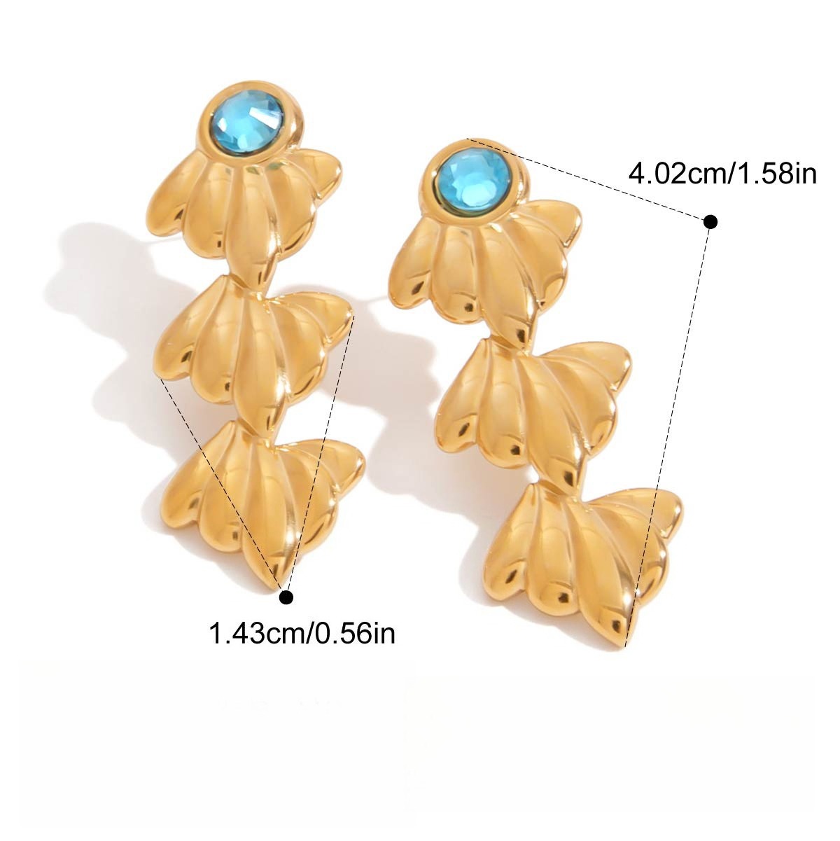 18K gold lightweight luxury earrings and rings - Image 4