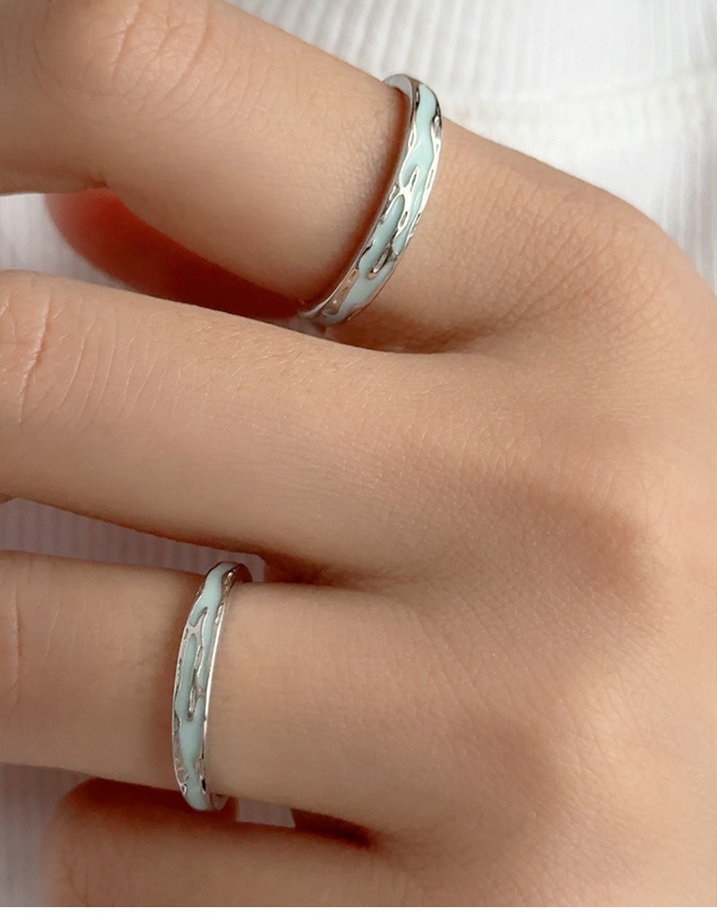 S925 sterling silver Jiangnan Misty Rain fluorescent couple ring - Image 5