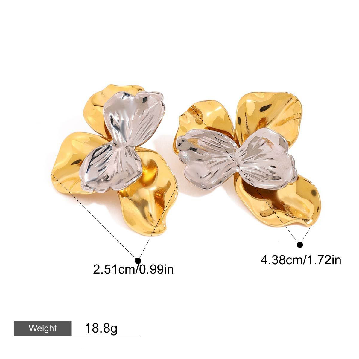 18K gold geometric/flower-shaped inlaid gemstone design light luxury noble earrings - Image 7