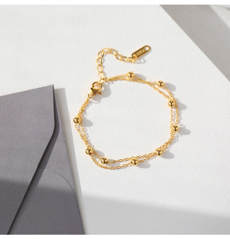 18K gold double-layer titanium steel anklet