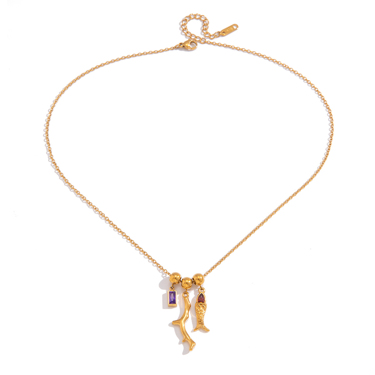 Zircon Fish Pendant Necklace