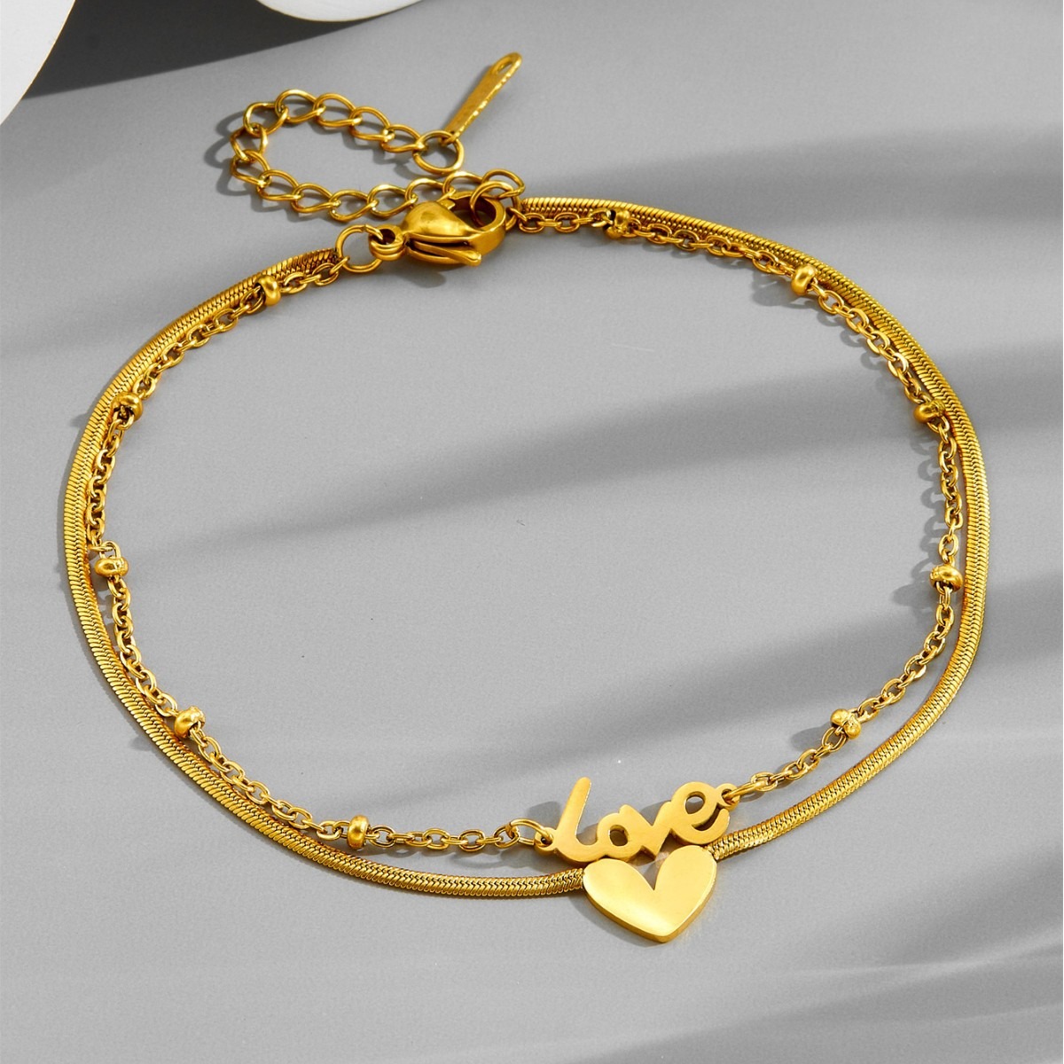 18k gold English letter heart titanium steel anklet