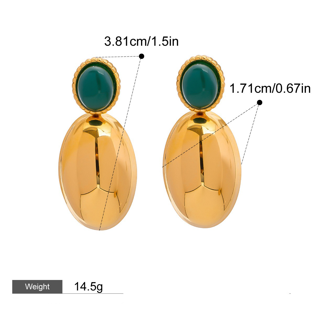 18K gold geometric/flower-shaped inlaid gemstone design light luxury noble earrings - Image 10