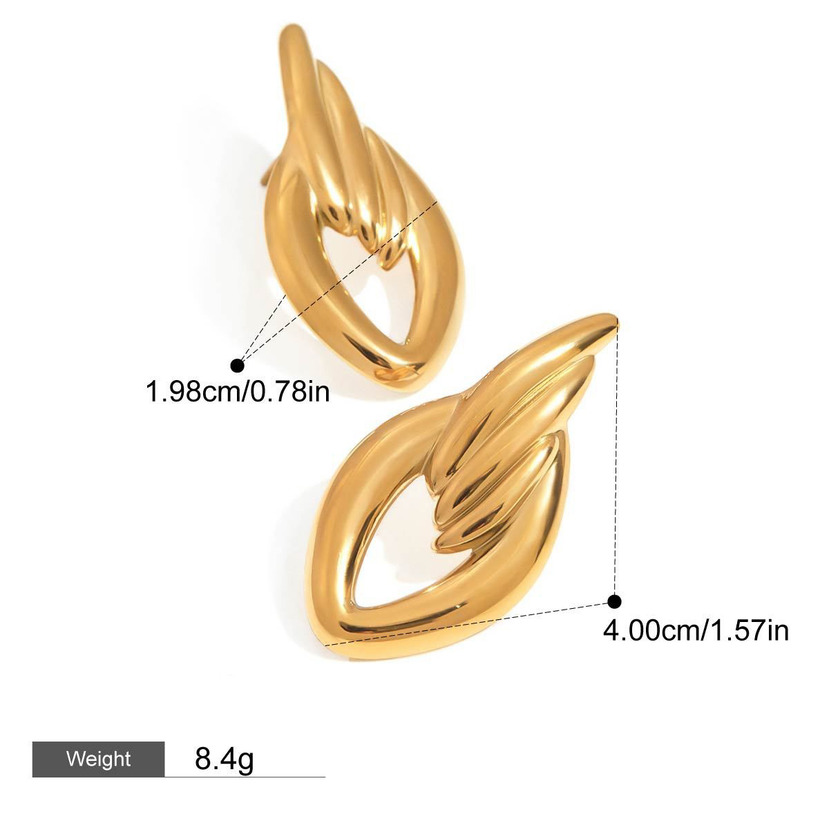 18K gold geometric diamond hollow design simple personality earrings - Image 2
