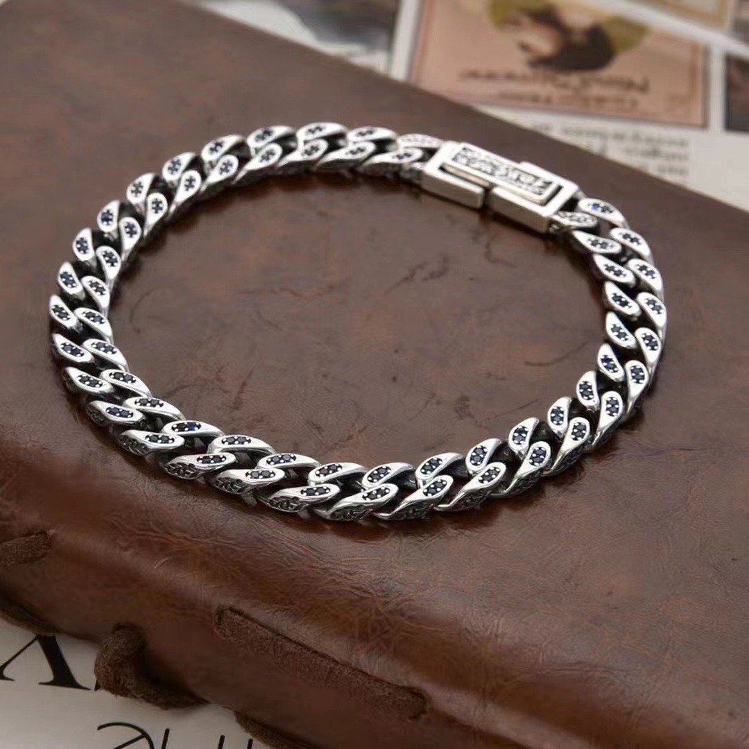 Cuban chain diamond design classic retro men's bracelet