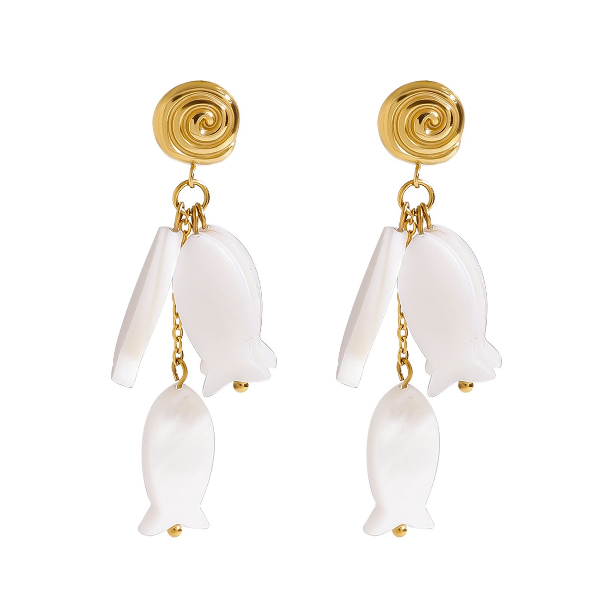 18K gold thread with fish-shaped tassel design exquisite and noble earrings - Image 2