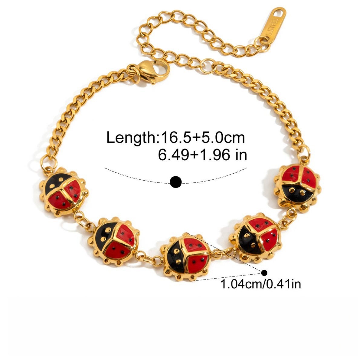 18K Gold Classic Ladybug Necklace and Bracelet - Image 6