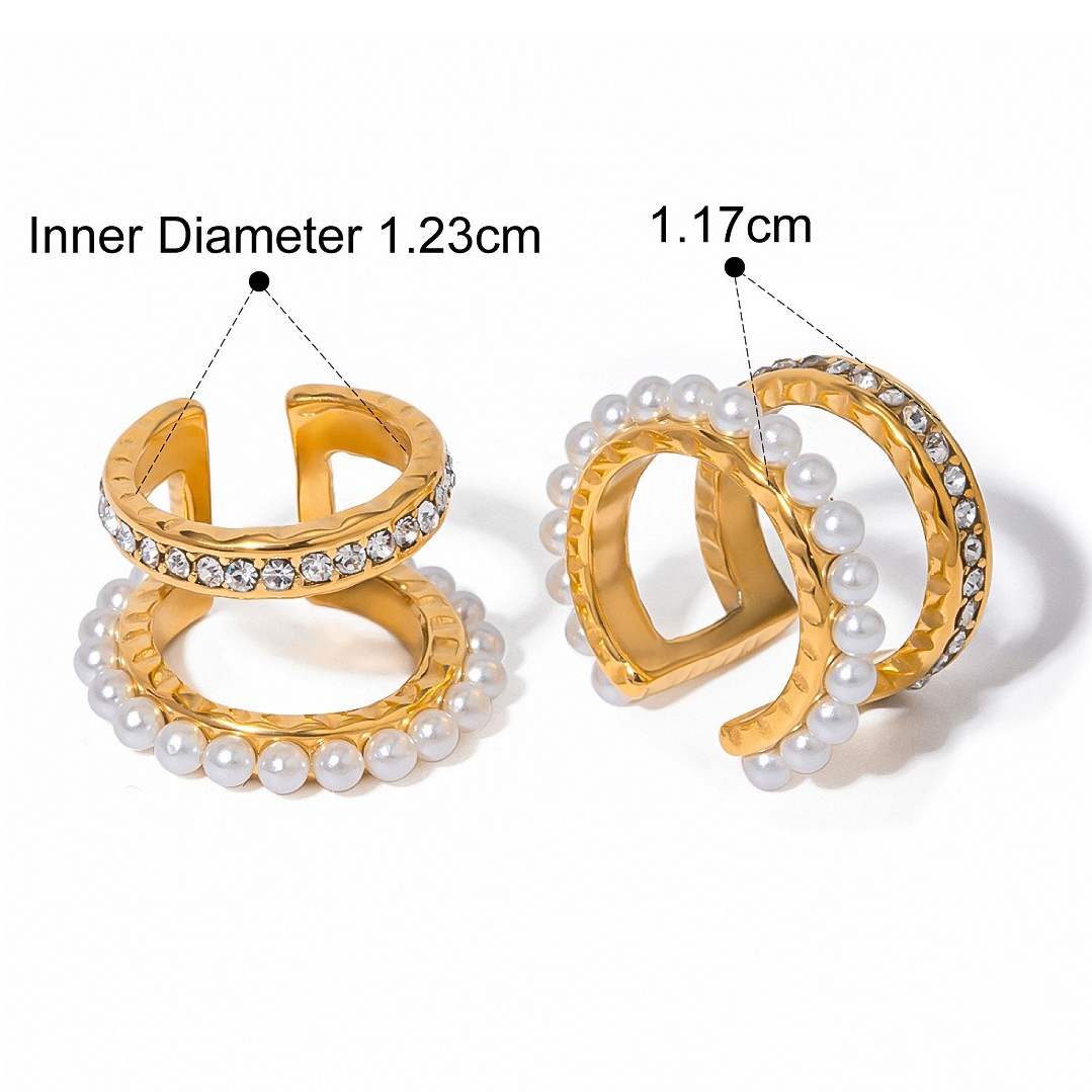 18K gold exquisite and noble double-layer inlaid pearls and diamonds design light luxury style earrings - Image 3