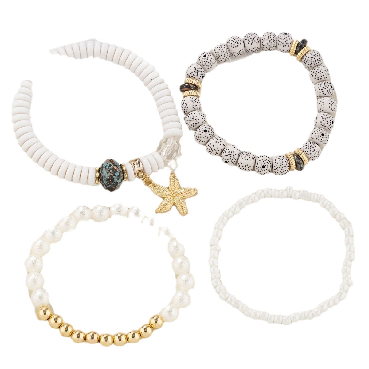 Ethnic style multi-layered pearl bracelet