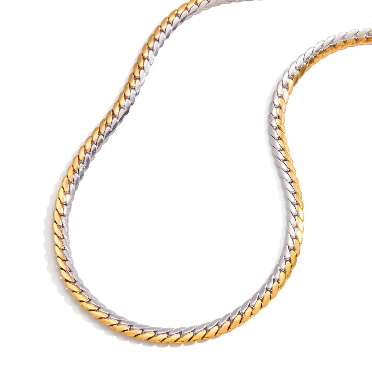 18K gold & S925 silver mixed-metal chain necklace.