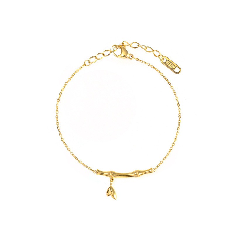 18k gold rising step by step titanium steel bamboo anklet - Image 2