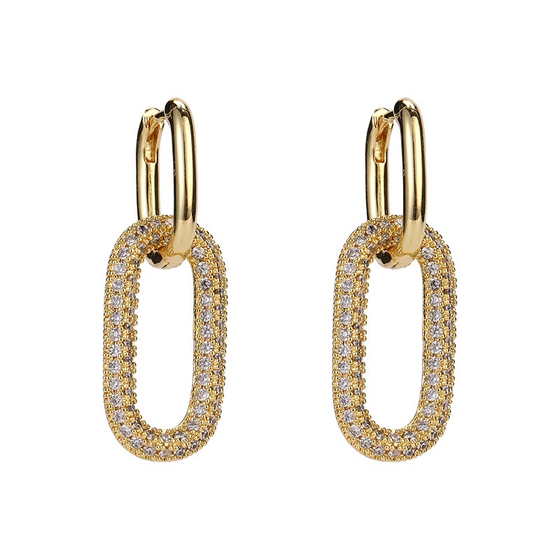 18K vintage copper & cubic zirconia hoop earrings.