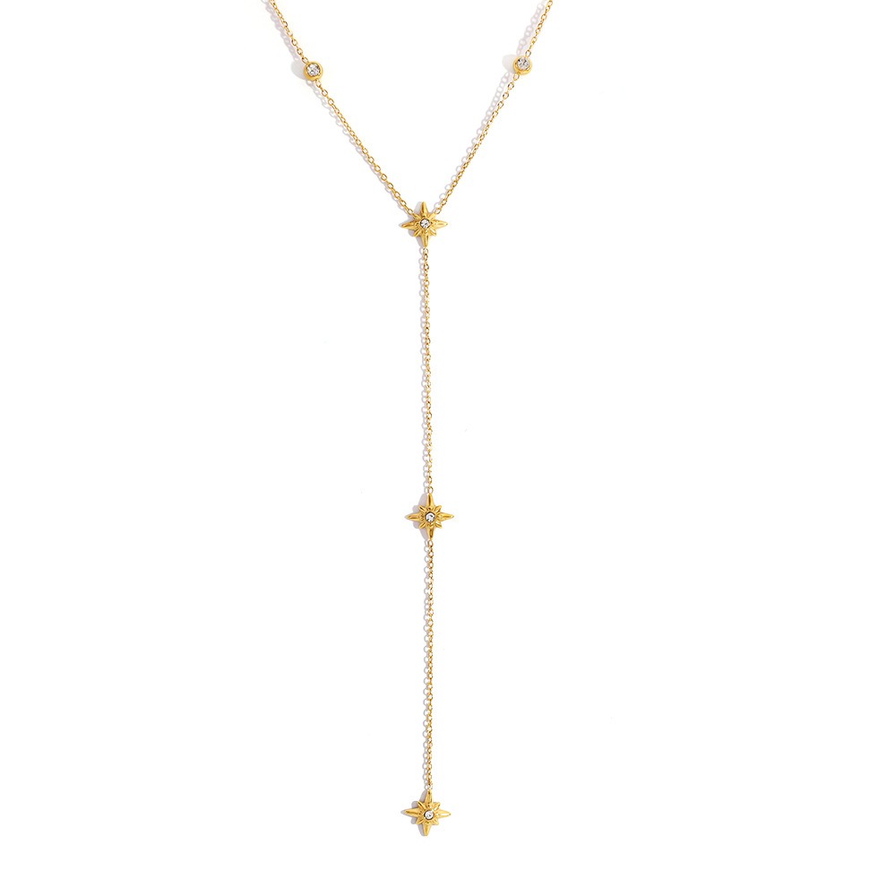 18K gold titanium necklace with star pendant & diamonds.