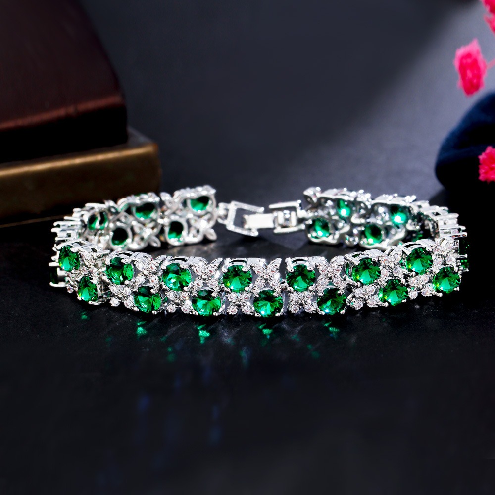 Zircon micro-inlaid gemstone and sparkling diamond-plated bracelet - Image 9