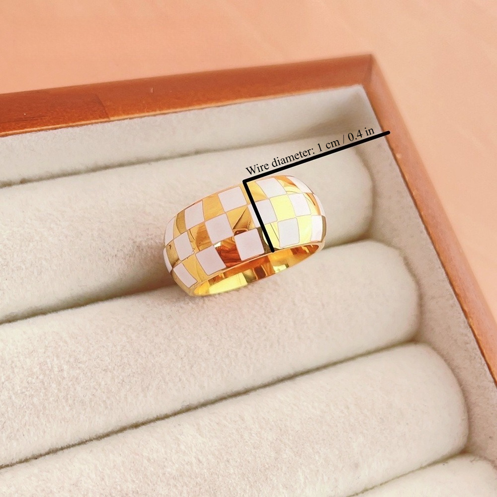 18K gold vintage-style checkered pattern ring - Image 3