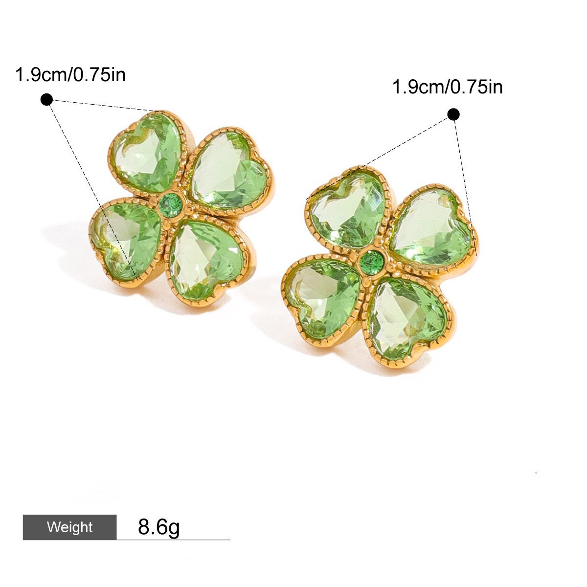 18K gold geometric/flower-shaped inlaid gemstone design light luxury noble earrings - Image 12