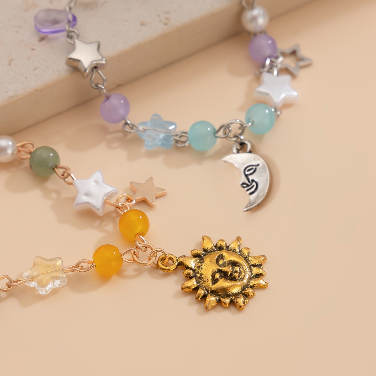 Retro elephant bull head personality niche peach heart imitation pearl shell bracelet - Image 5