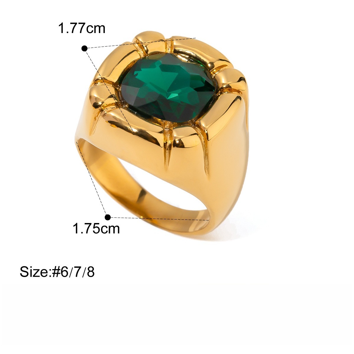 18K Gold Luxury Pearl Titanium Steel Ring - Image 2