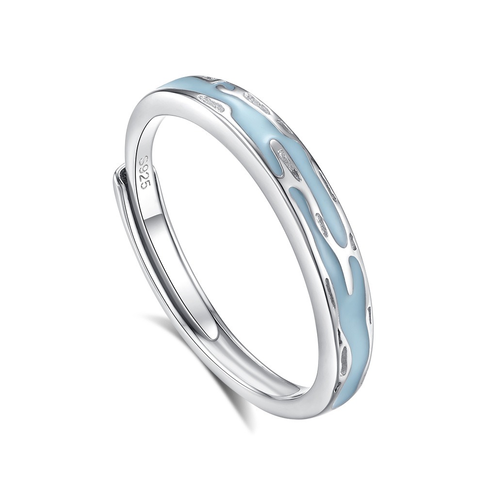 S925 sterling silver Jiangnan Misty Rain fluorescent couple ring - Image 8