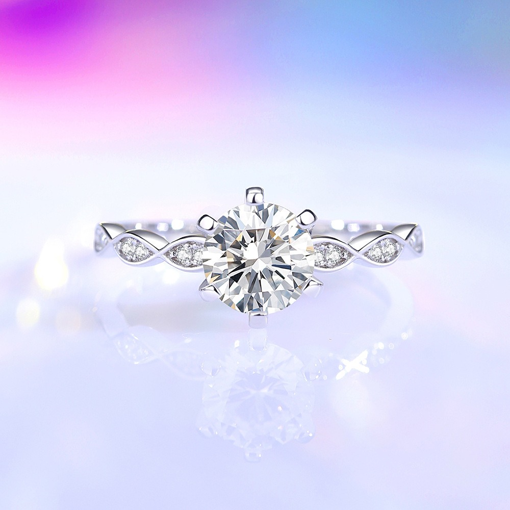 S925 sterling silver moissanite six-prong ring - Image 3