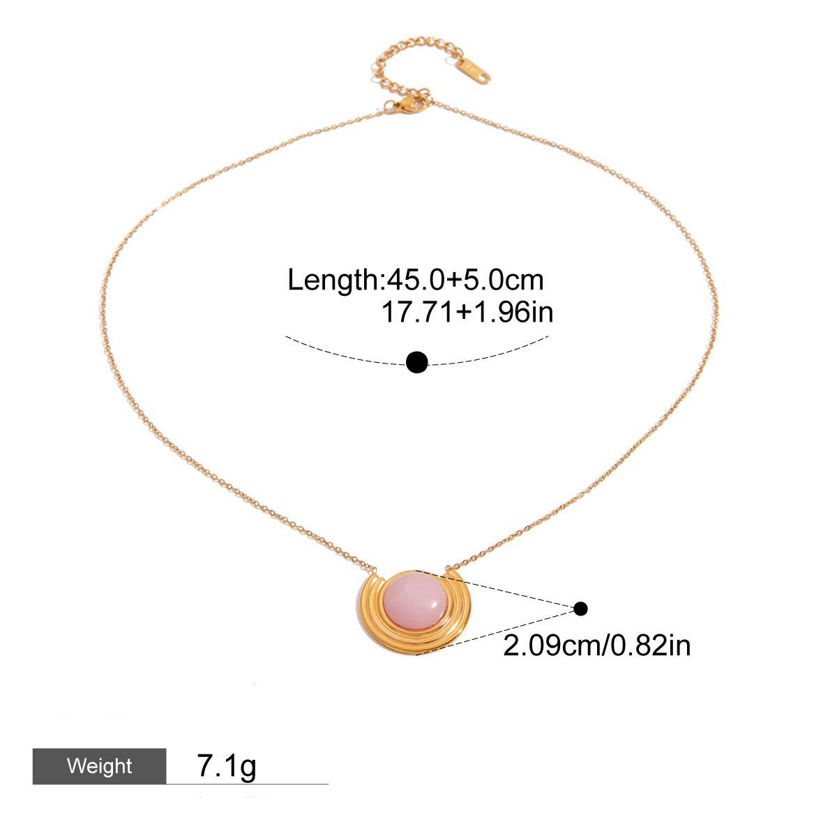 18K gold round shape with textured gemstone design light luxury noble necklace - Image 2