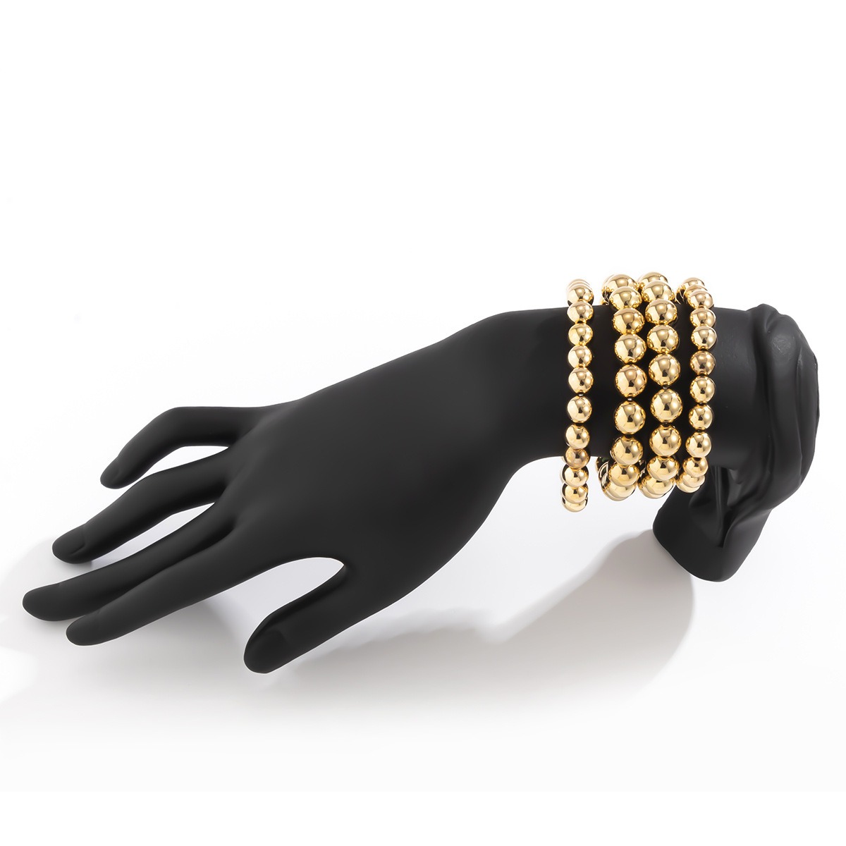 18k gold punk style exaggerated round bead chain bracelet - Image 4