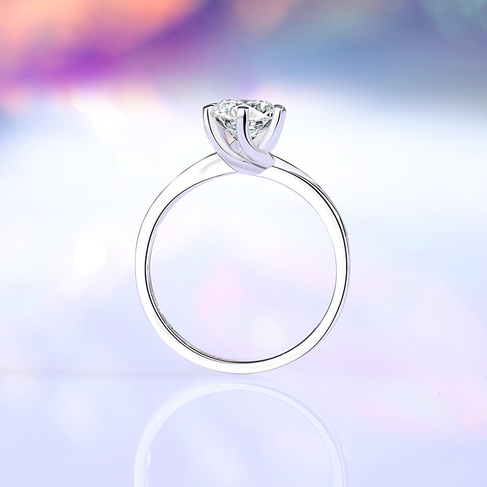 S925 Sterling Silver Twisted Arm Six-Prong Moissanite Ring - Image 2