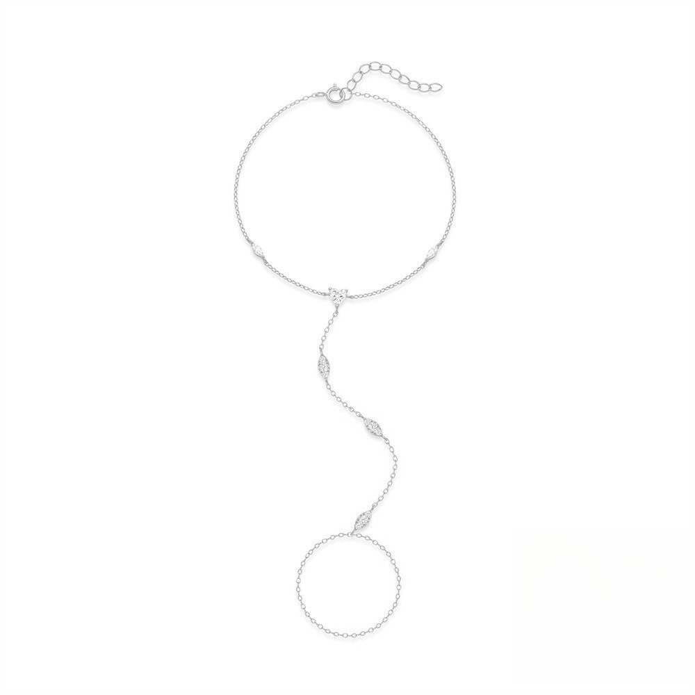 s925 sterling silver horse eye diamond bracelet ring chain finger chain - Image 7