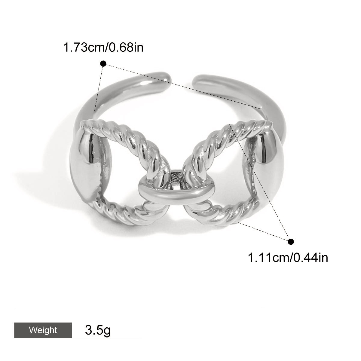18K gold geometric shape with texture design simple and fashionable open ring - Image 6