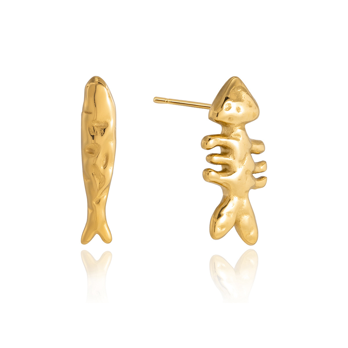 Stainless Steel Fish Stud Earrings