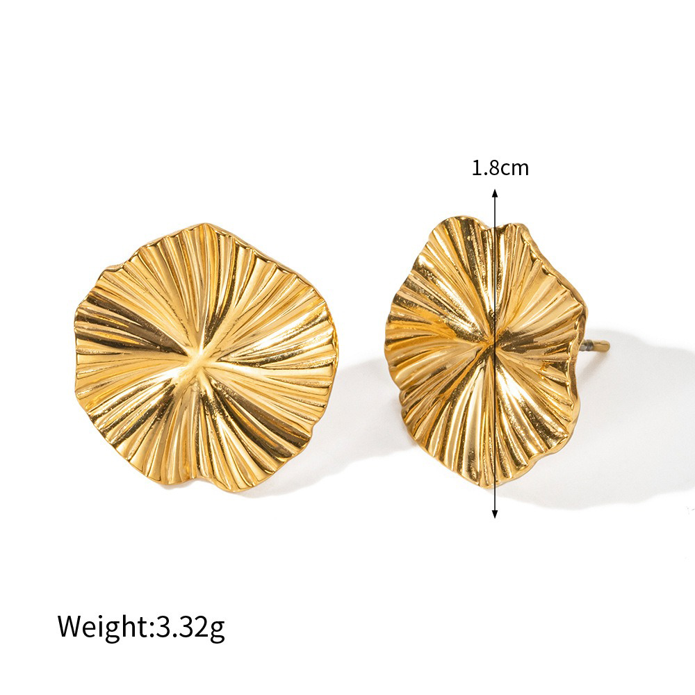 18K gold geometric inlaid pearls exquisite design noble earring necklace set - Image 9